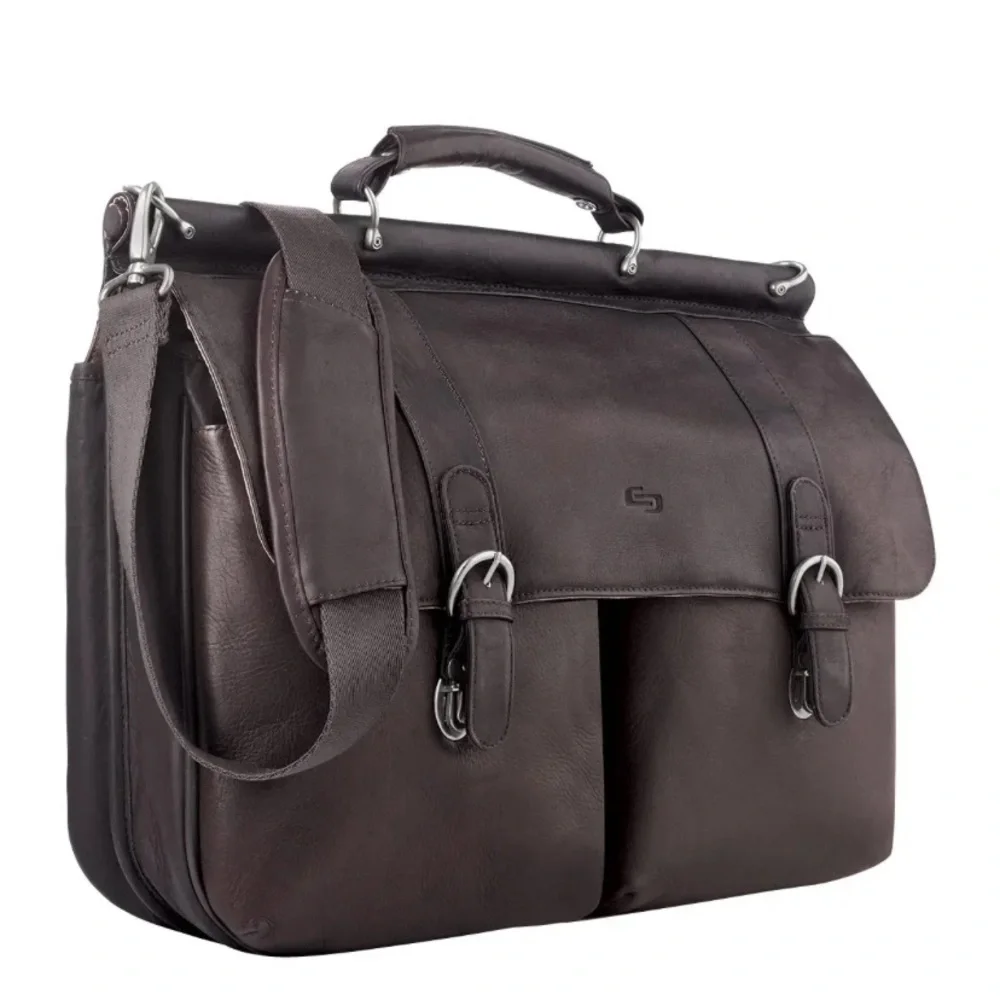 Solo New York Leather Laptop Briefcase Bag